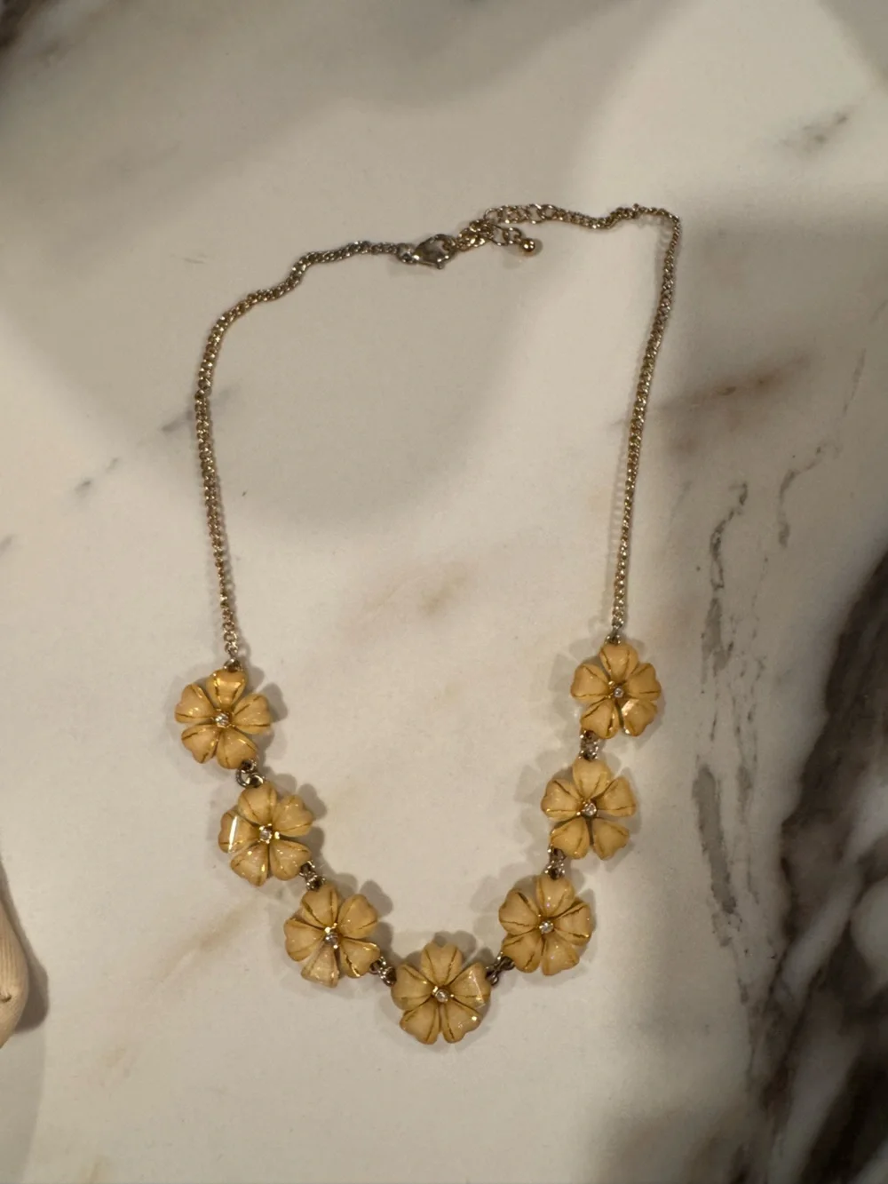 Crystal & Opal  Statement Necklace - Ivory and Bronze - lot of 4 necklaces